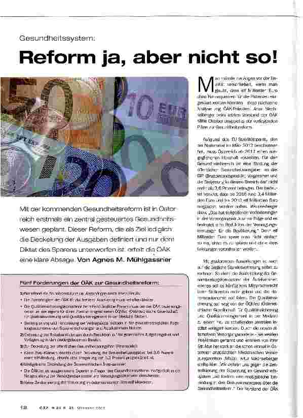 Vorschauseite 1: Reform ja, aber nicht so!