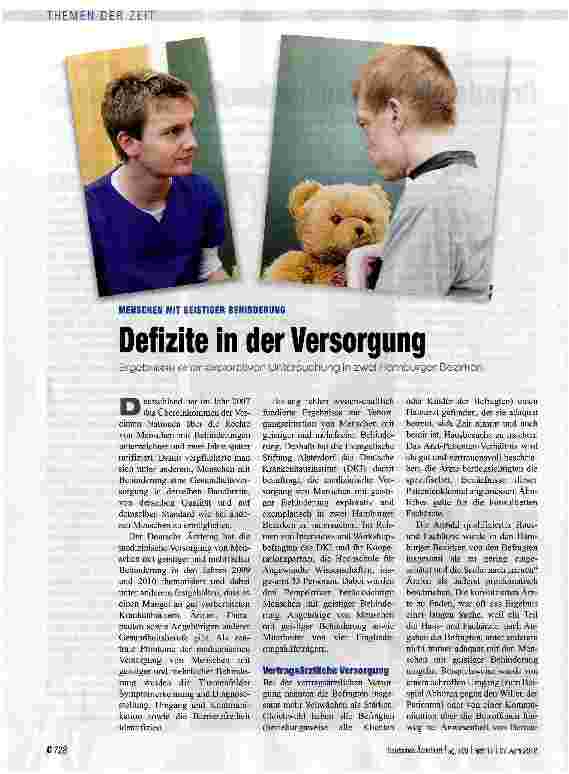 Vorschauseite 1: Defizite in der Versorgung
