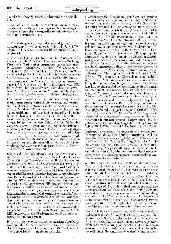 Vorschauseite 4: Die in der Werbung behauptete Überlegenheit eines Produkts (Arzneimittel) muss nachgewiesen sein UWG §§ 3,4 Nr. 11, 5, 8; HWG § 3