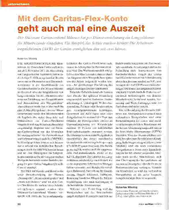 Vorschauseite 1: Mit dem Caritas-Flex-Konto geht auch mal eine Auszeit