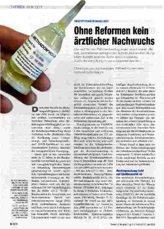 Vorschauseite 1: Ohne Reformen kein ärztlicher Nachwuchs