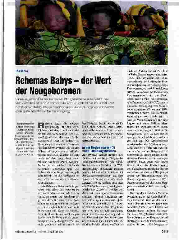 Vorschauseite 1: Rehemas Babys - der Wert der Neugeborenen