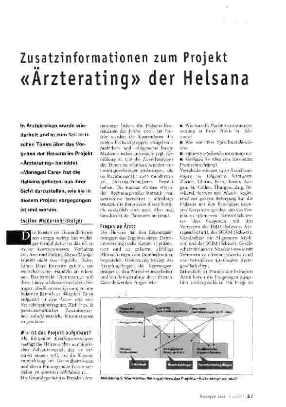 Vorschauseite 1: Zusatzinformationen zum Projekt «Ärzterating» der Heisana