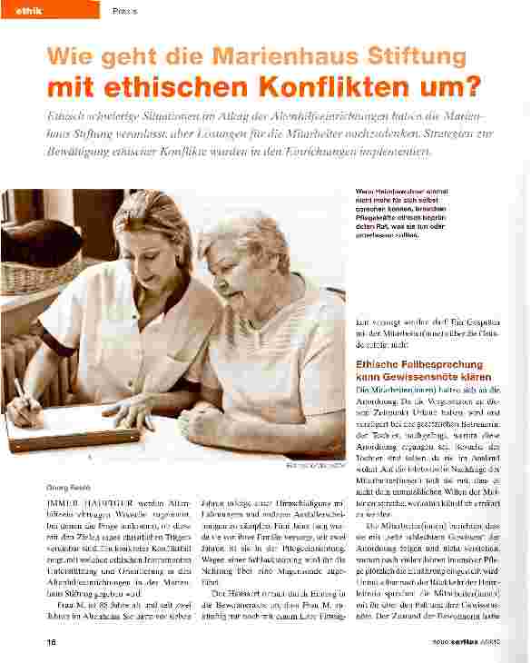 Vorschauseite 1: Wie geht die Marienhaus Stiftung mit ethischen Konflikten um?