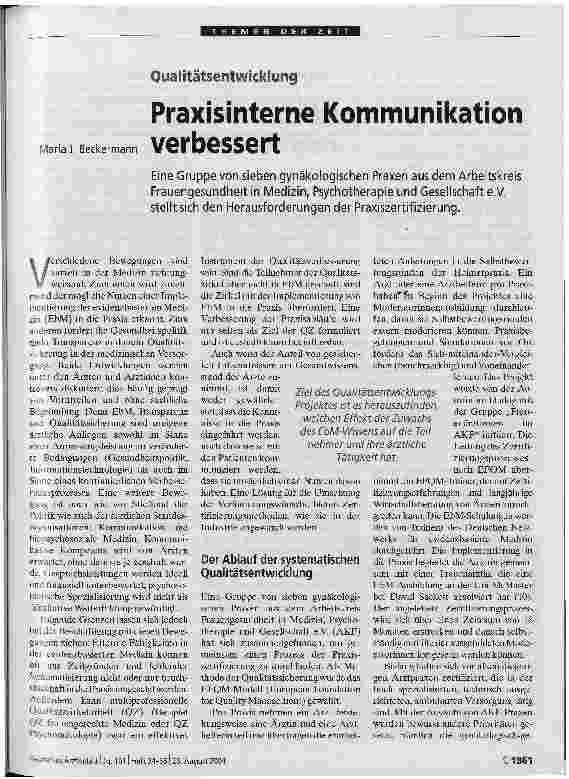 Vorschauseite 1: Praxisinterne Kommunikation