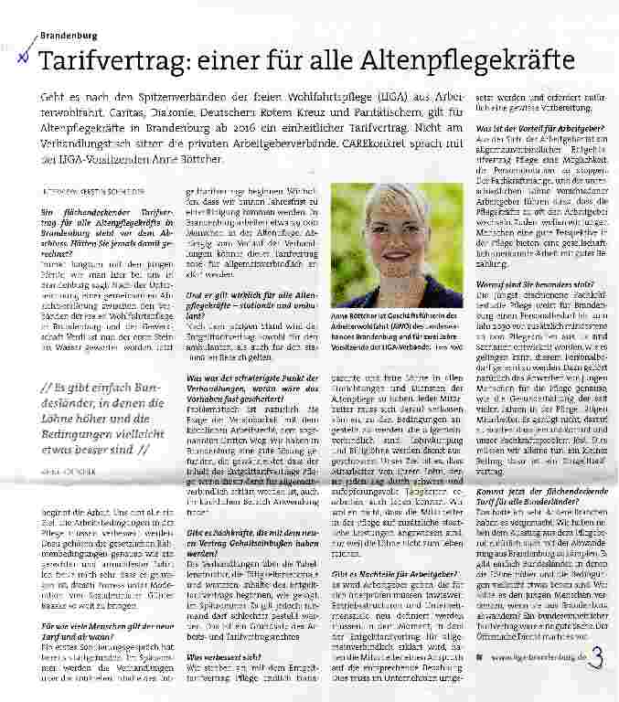 Vorschauseite 1: Tarifvertrag: einer für alle Altenpflegekräfte