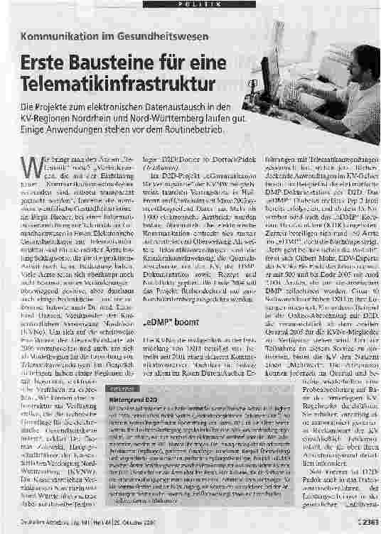 Vorschauseite 1: Erste Bausteine für eine Telematikinfrastruktur