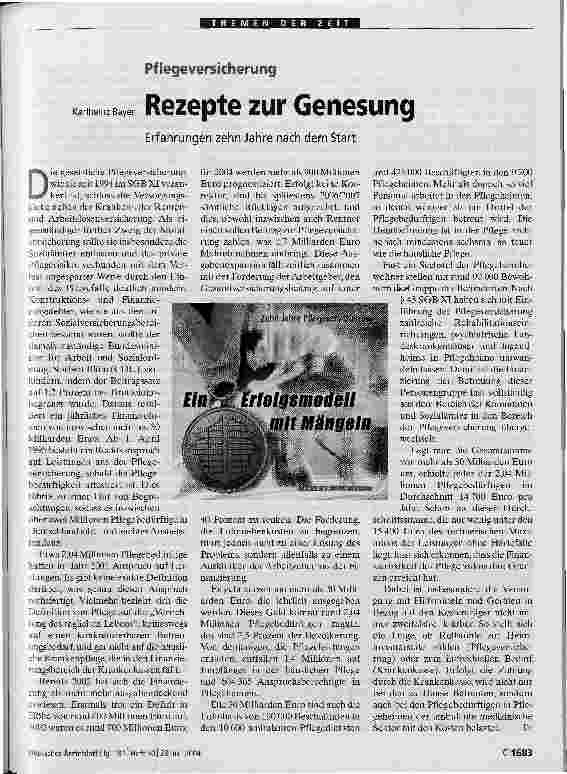 Vorschauseite 1: Rezepte zur Genesung-Erfahrungen zehn Jahre nach dem Start