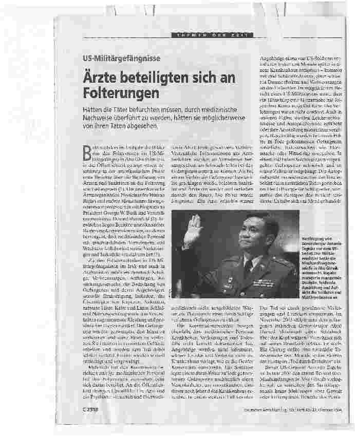 Vorschauseite 1: US-Militärgefängnisse. Ärzte beteiligten sich an Folterungen