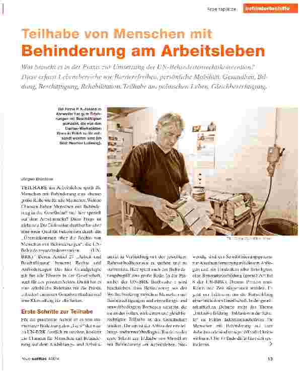 Vorschauseite 1: Teilhabe von Menschen mit Behinderung am Arbeitsleben