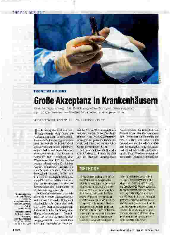 Vorschauseite 1: Große Akzeptanz in Krankenhäusern