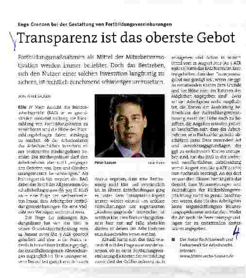 Vorschauseite 1: Transparenz ist das oberste Gebot
