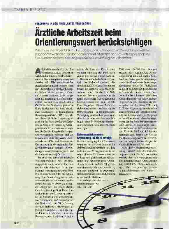 Vorschauseite 1: Arztliche Arbeitszeit beim Orientierungswert berücksichtigen