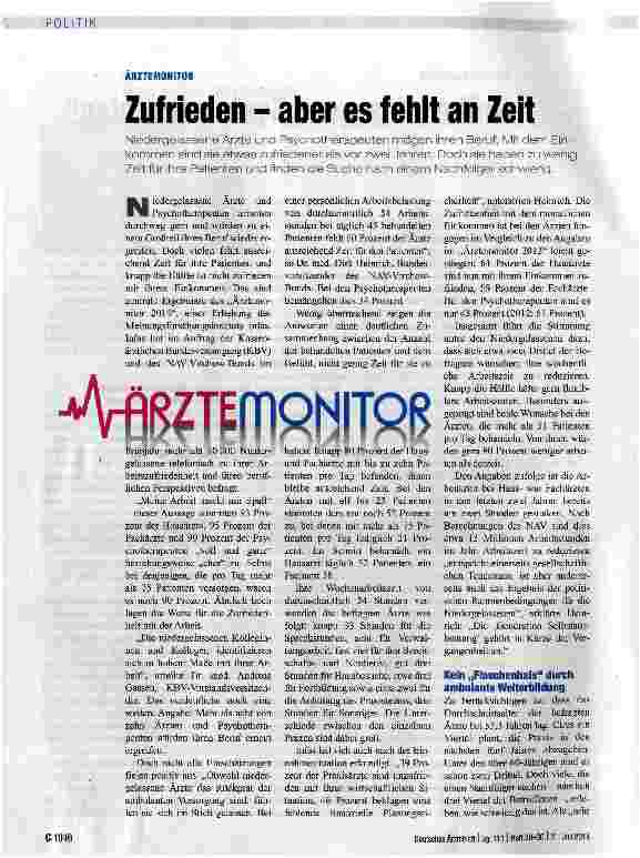 Vorschauseite 1: Zufrieden - aber es fehlt an Zeit