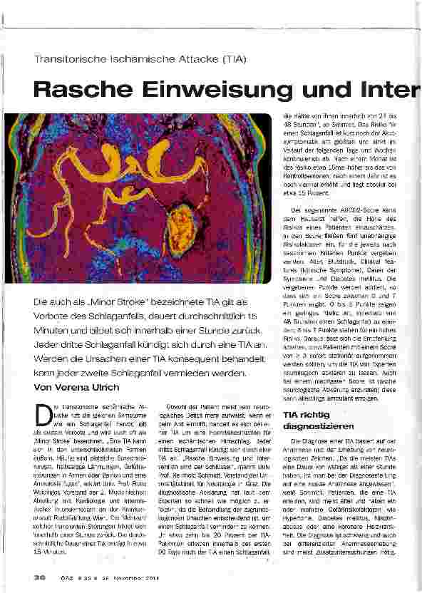 Vorschauseite 1: Rasche Einweisung und Intervention entscheiden