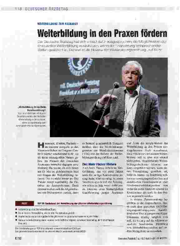 Vorschauseite 1: Weiterbildung in den Praxen fördern