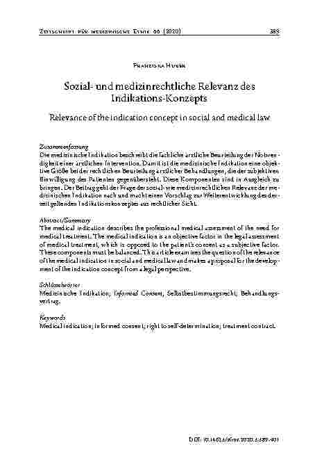 Vorschauseite 1: Sozialund medizinrechtliche Relevanz des Indikationskonzepts