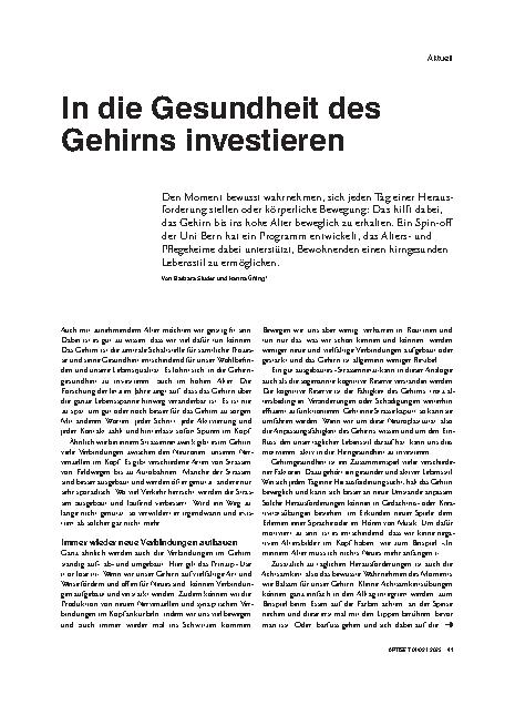 Vorschauseite 1: In die Gesundheit des Gehirns investieren