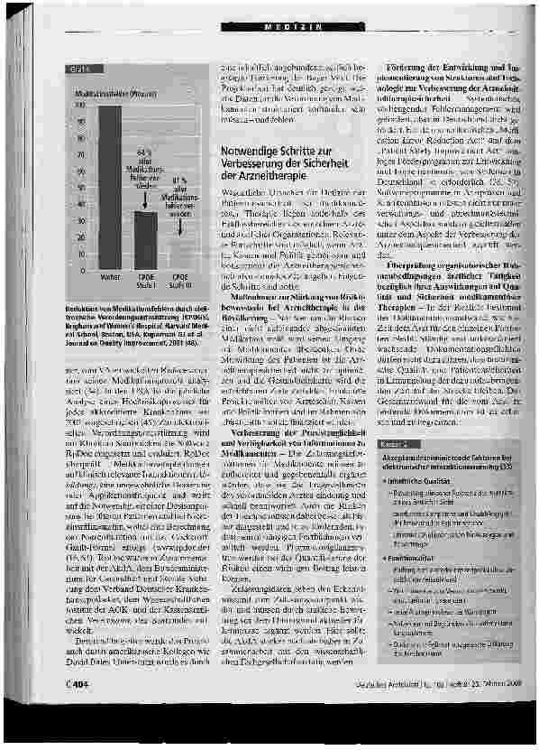 Vorschauseite 6: Arzneitherapie(un)sicherheitNotwendige Schritte zur Verbesserungder Patientensicherheit bei medikamentöser Therapie