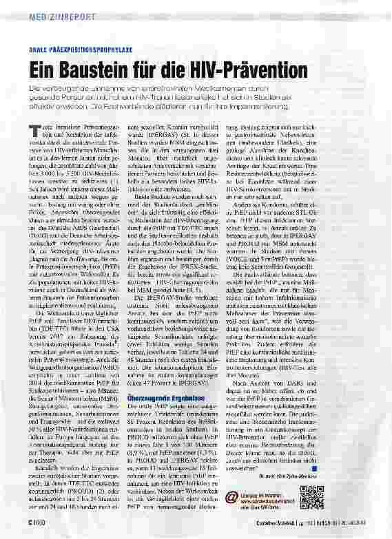 Vorschauseite 1: Ein Baustein für die HIV-Prävention