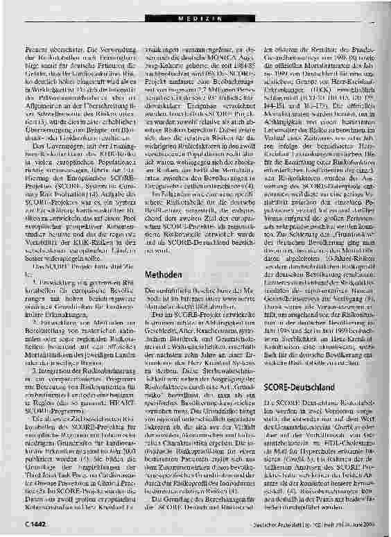 Vorschauseite 2: Risikoabschätzung tödlicher Herz-Kreislauf ErkrankungenDie neuen SCORE-Deutschiand-Tabellen für die Primärprävention