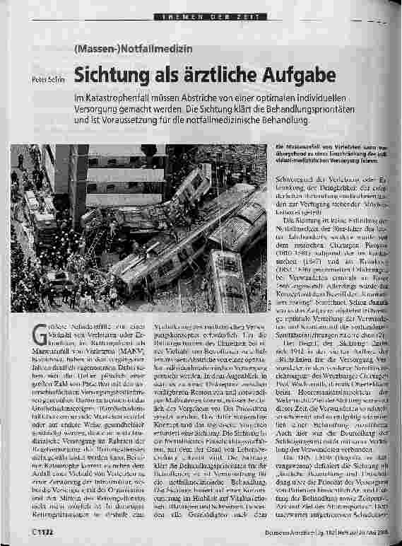 Vorschauseite 1: Sichtung als ärztliche Aufgabe (Massen-)Notfallmedizin