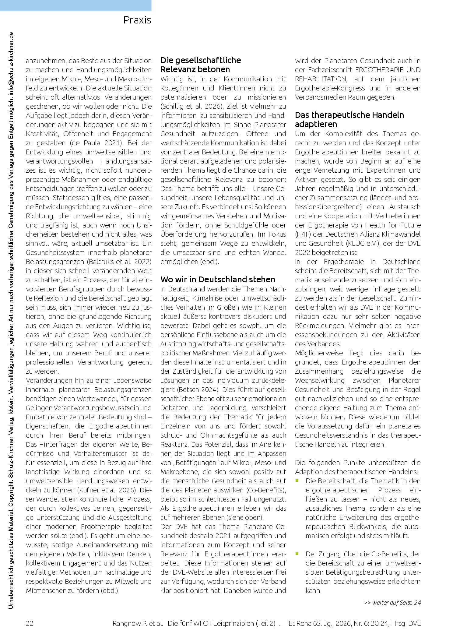 Vorschauseite 3: Planetare Gesundheit verstehen. Die fünf WFOT-Leitprinzipien (Teil 2)