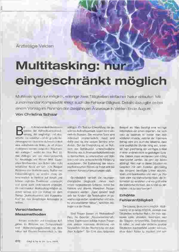 Vorschauseite 1: Multitasking: eingeschränkt möglich