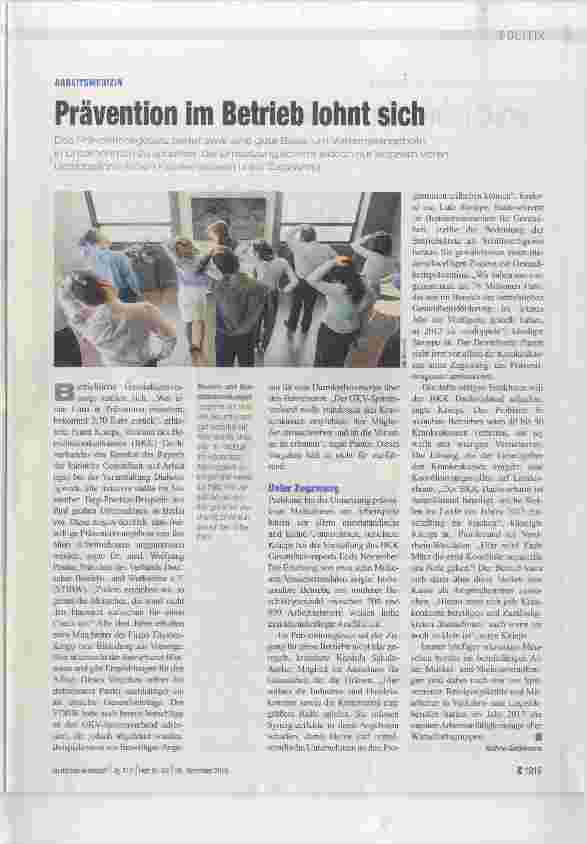 Vorschauseite 1: Prävention im Betrieb lohnt sich