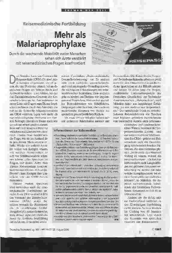 Vorschauseite 1: Mehr als Malariaprophylaxe