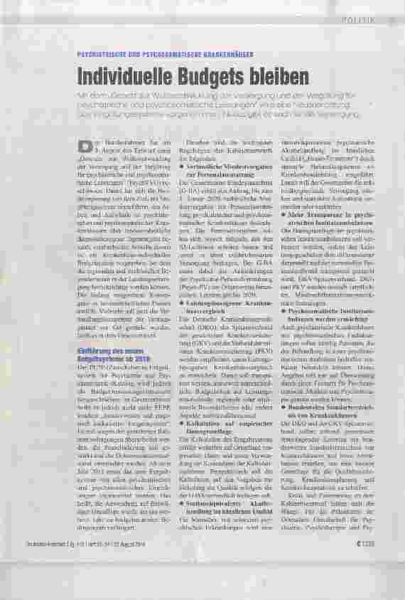 Vorschauseite 1: Individuelle Budgets bleiben