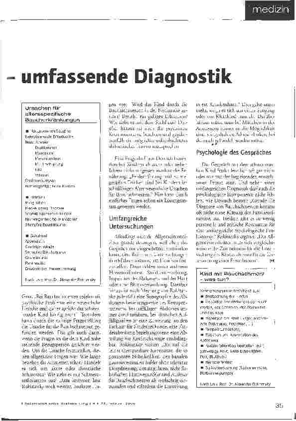 Vorschauseite 2: Bauchschmerz beim Kind - Eingeschränktes Gespräch,umfassende Diagnostik