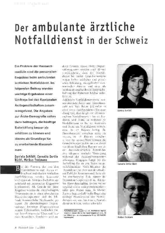 Vorschauseite 1: Der ambulante ärztliche Notfalldienst in der Schweiz