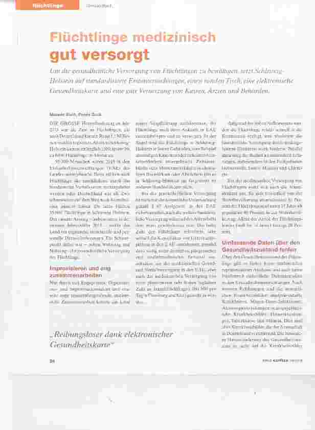 Vorschauseite 1: Flüchtlinge medizinisch gut versorgt