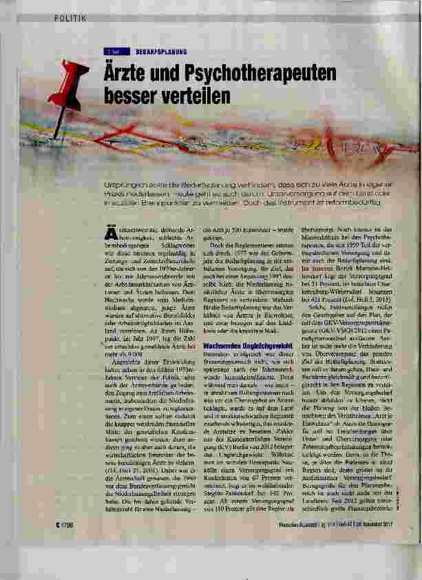 Vorschauseite 1: Ärzte und Psychotherapeuten besser verteilen