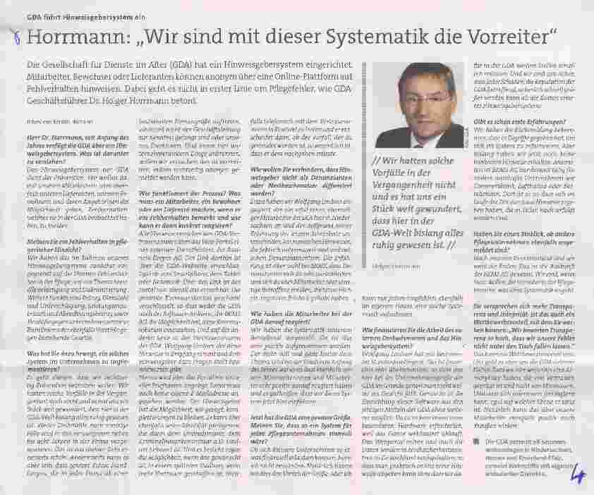 Vorschauseite 1: Horrmann: „Wir sind mit dieser Systematik die Vorreiter