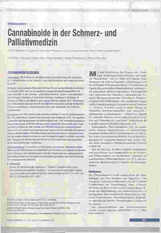 Vorschauseite 1: Cannabinoide in der Schmerzund Palliativmedizin