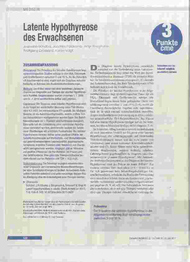 Vorschauseite 1: Latente Hypothyreose des Erwachsenen