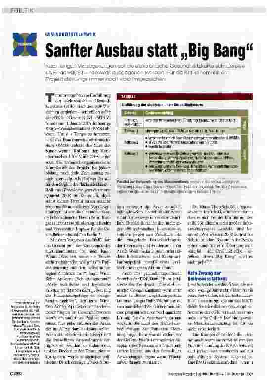 Vorschauseite 1: Sanfter Ausbau statt „Big Bang