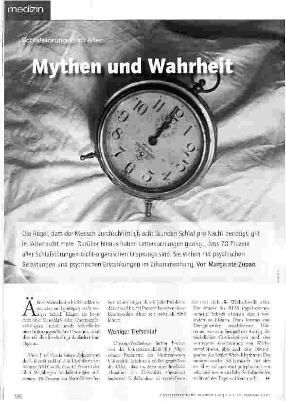 Vorschauseite 1: Schlafstörungen im Alter - Mythen und Wahrheit