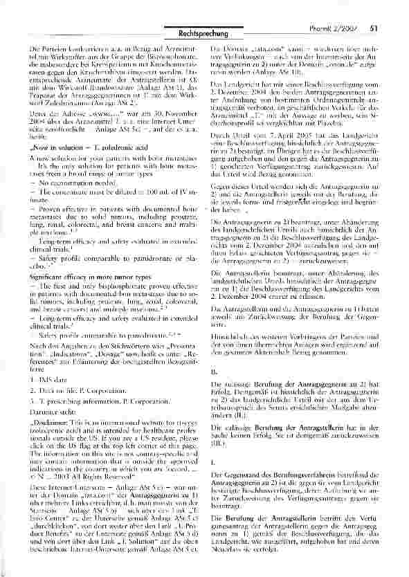 Vorschauseite 2: Begehungsgefahr für WerbeaussagenUWG § 8 I, II; ZPO §§ 922, 929 II, 936, 189