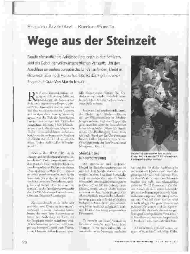 Vorschauseite 1: Enquete Ärztin/Arzt - Karriere/Familie - Wege aus der Steinzeit