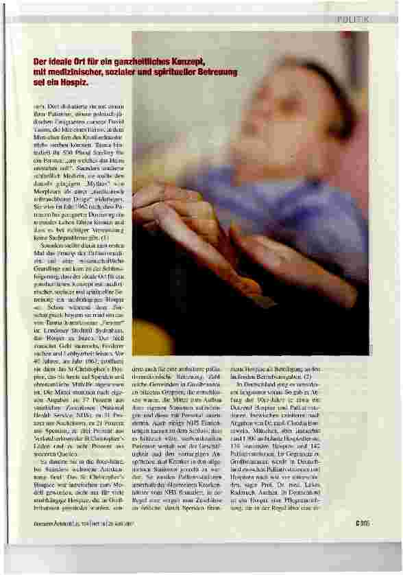 Vorschauseite 2: PALLIATIVMEDIZIN - Junge Disziplin mit großem Potenzial