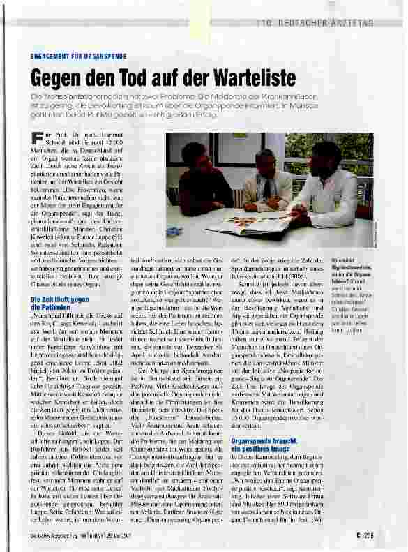 Vorschauseite 1: Gegen den Tod auf der Warteliste