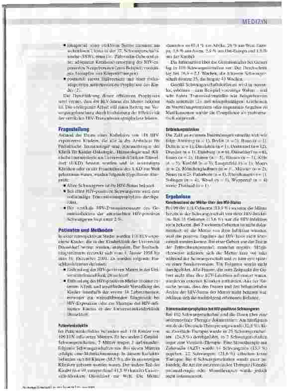 Vorschauseite 2: Vertikale HIV-Transmission und Transmissionsprophylaxe