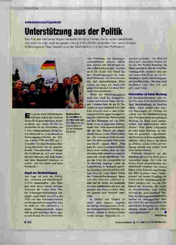 Vorschauseite 1: Unterstützung aus der Politik
