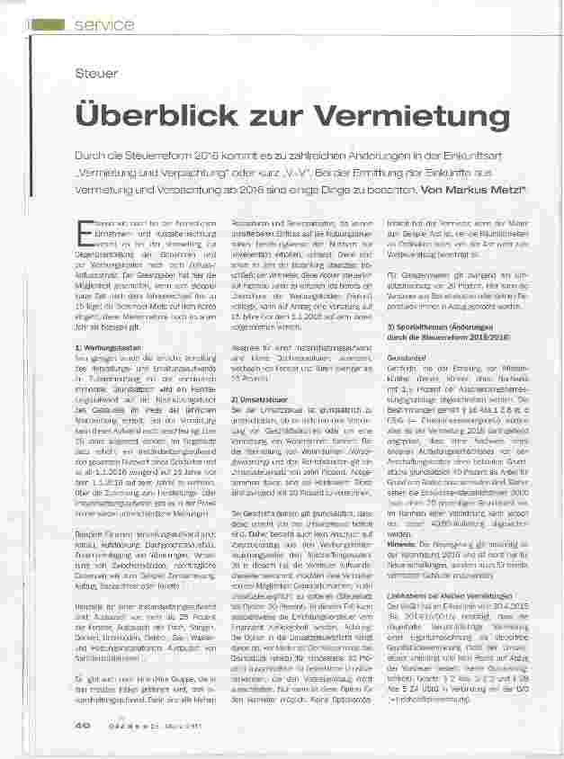 Vorschauseite 1: Überblick zur Vermietung