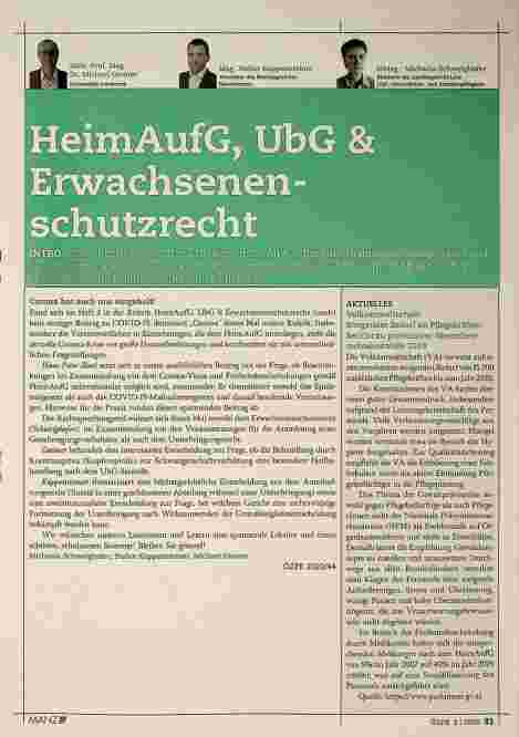 Vorschauseite 1: Heim Aufg, ÜbG und Erwachsenenschutzrecht