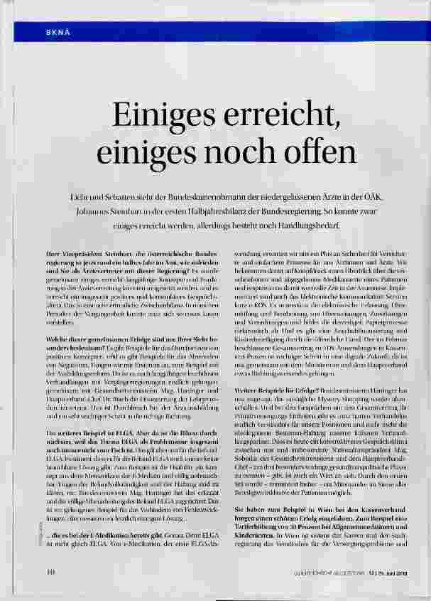 Vorschauseite 1: Einiges erreicht, einiges noch offen