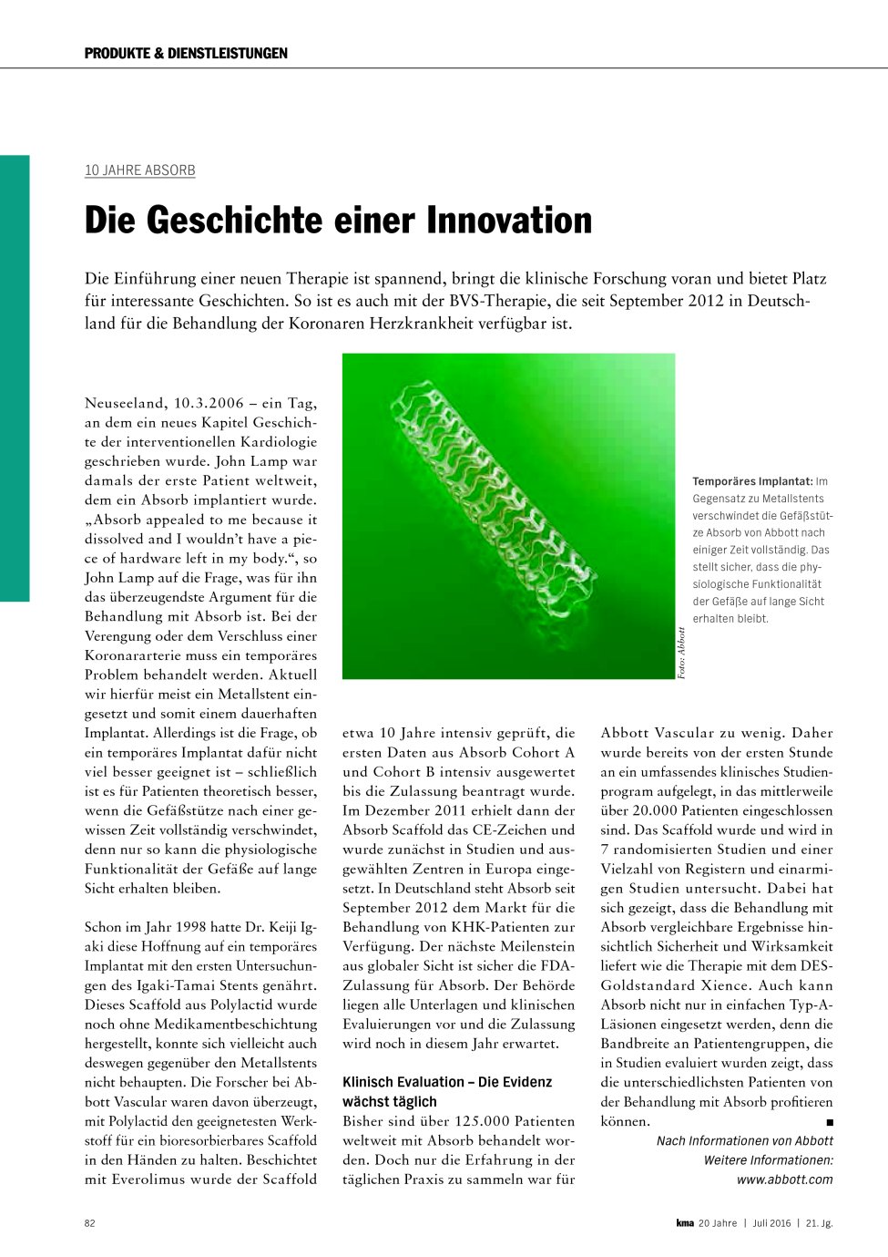 Vorschauseite 1: 10 Jahre Absorb: Die Geschichte einer Innovation